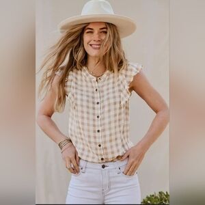 Matilda Jane Good Hart Gingham Button Down, Size Medium